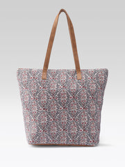 PRIMROSE Canvas Tote Bag with Gold Floral Embroidery (Red)