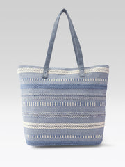 PRIMROSE Canvas Tote Bag with Light Blue Tassel