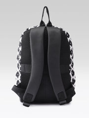 PRIMROSE Backpack with Geometric Diamond Pattern, Black and White, Adjustable Straps