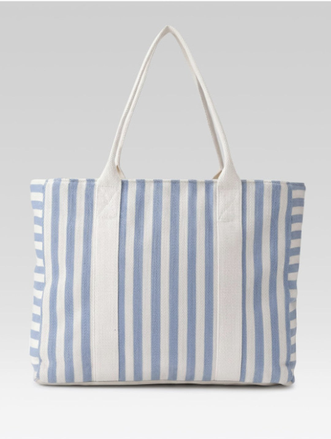 PRIMROSE Striped Beach Tote Bag, Blue and Beige, Cotton Material, Tote Bag with Handles