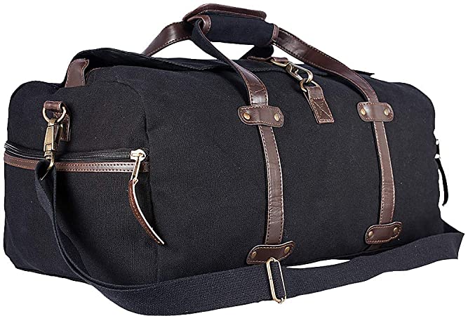 Weekender Duffel Bag22 OZ Cotton Canvas,  Olive Black