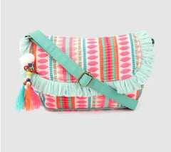 PRIMROSE Boho Style Fringe Crossbody Bag with Tassels Multicolour Stripe Pattern