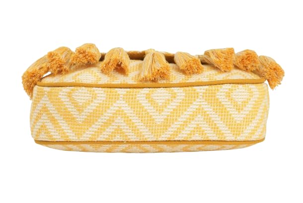 PRIMROSE Ethnic Boho Shoulder Bag for Women, Woven Fabric with Tassels, (YELLOW)