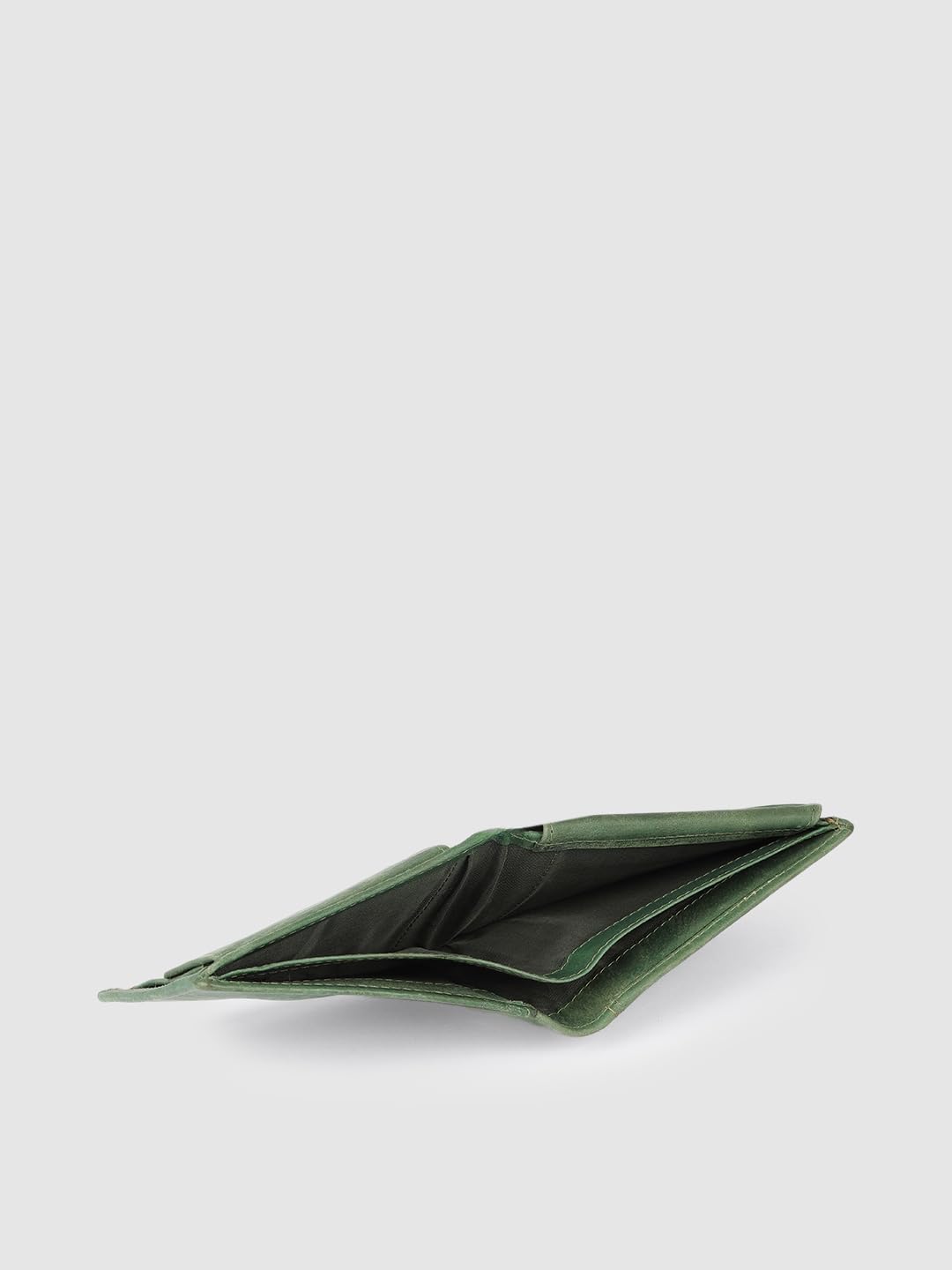 PRIMROSE Leather Bi-fold Wallet, Olive Green, Slim Design