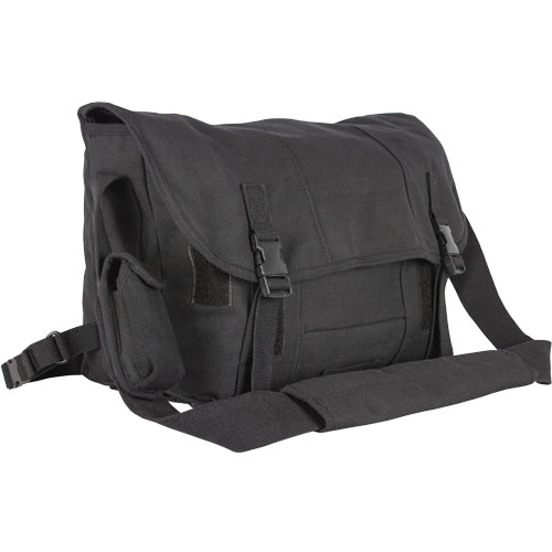 Heavy Duty Cotton Canvas 22 OZ Courier Shoulder Bag, Black