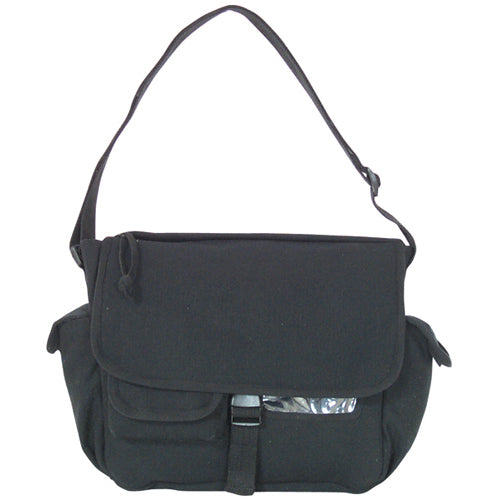 Heavy Duty Cotton Canvas 22 OZ Messenger Bag, Black