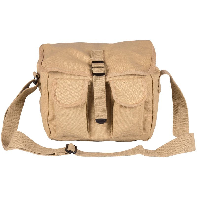 Heavy Duty Cotton Canvas 22 OZ Ammo Utility Shoulder Bag, Khaki,10" x 8