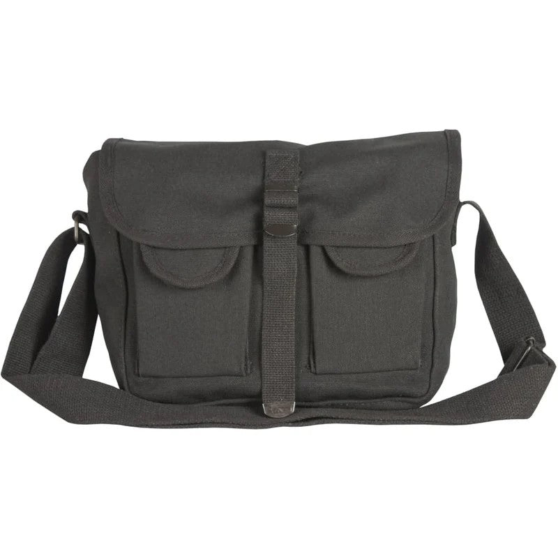 Heavy Duty Cotton Canvas 22 OZ Ammo Utility Shoulder Bag, Black,13" x 9.5"