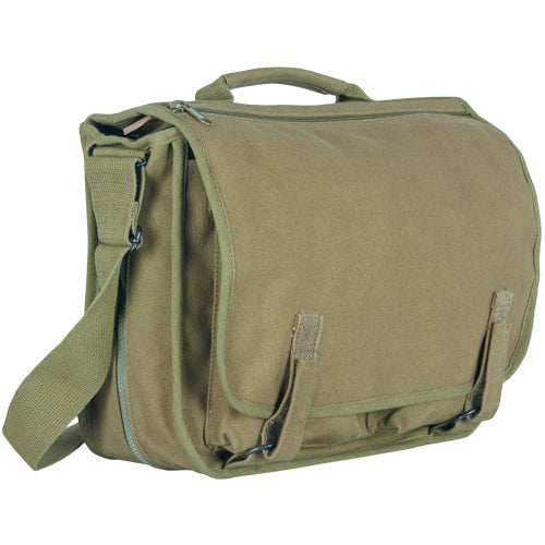 Heavy Duty Cotton Canvas 22 OZ Danish School Bag, Olive Drab