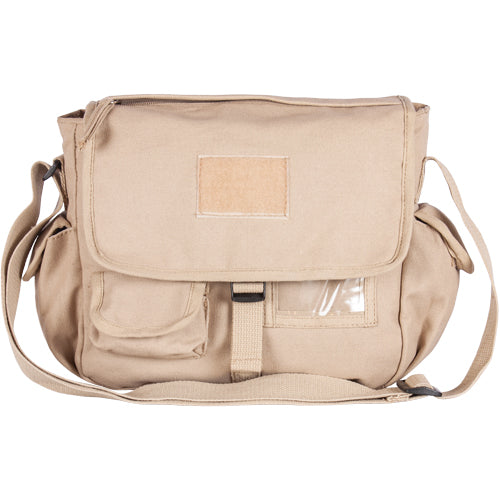 Heavy Duty Cotton Canvas 22 OZ, Retro Messenger Bag, Khaki, Style: Plain