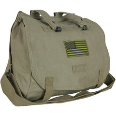 Heavy Duty Cotton Canvas 22 OZ, Retro Hungarian Shoulder Bag, Olive Drab, Style: USA Flag