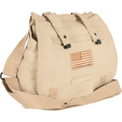 Heavy Duty Cotton Canvas 22 OZ, Retro Hungarian Shoulder Bag, Khaki, Style: USA Flag