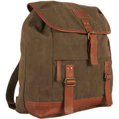 Adventurer Rucksack 22 OZ Backpack,Brown With Real Leather Trim