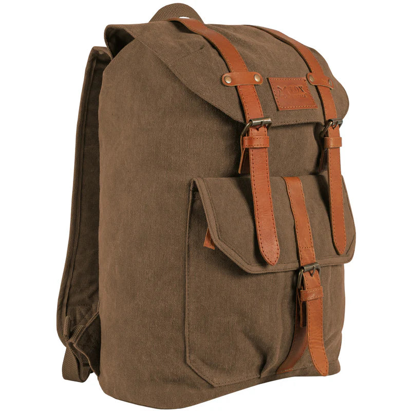 Retro Madridian Rucksack 22 OZ Backpack, Brown With Real Leather Trim