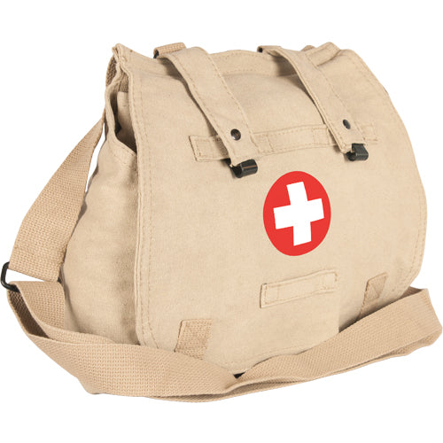 Heavy Duty Cotton Canvas 22 OZ, Retro Hungarian Shoulder Bag, Khaki, Style: Red Cross