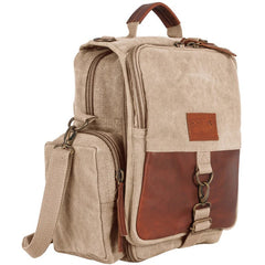 Heavy Duty Cotton Canvas 22 OZ, Valencian Daily Organizer, Khaki With Real Leather Trim