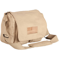 Heavy Duty Cotton Canvas 22 OZ, Retro Departure Shoulder Bag, Khaki, Style: USA Flag