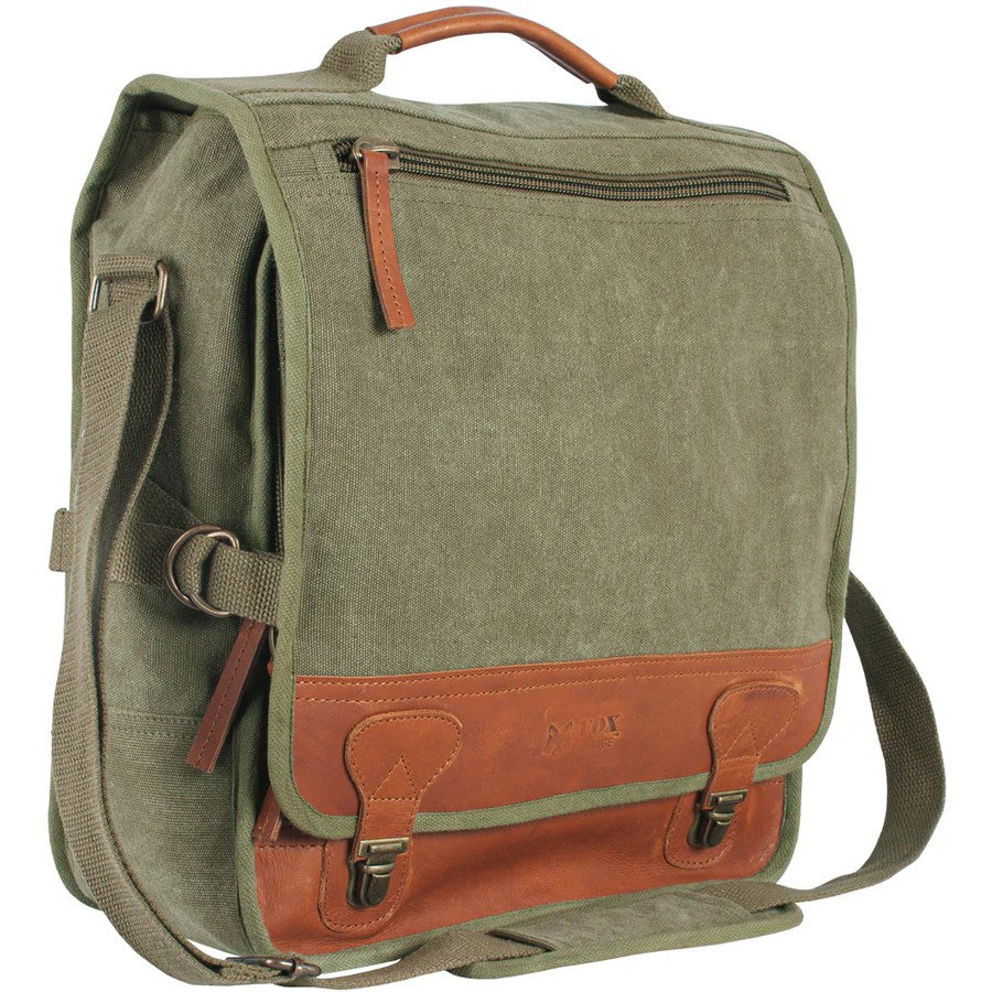 Heavy Duty Cotton Canvas 22 OZ, Classic Eurostyle Messenger Bag, Olive Drab