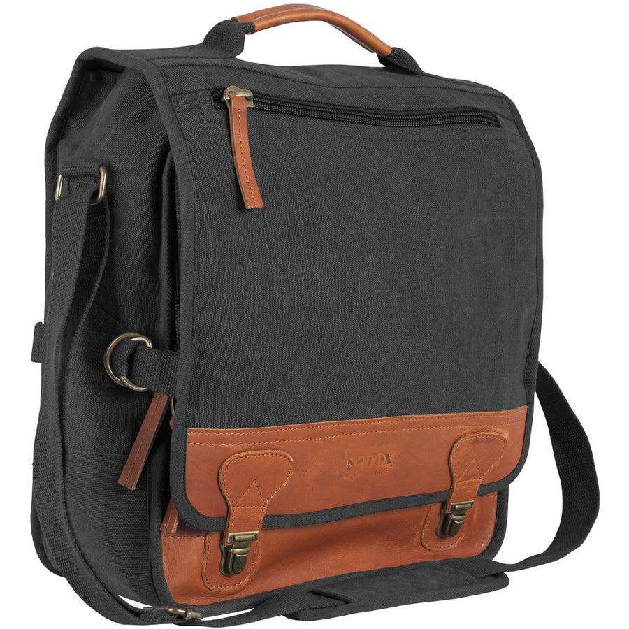Heavy Duty Cotton Canvas 22 OZ, Classic Eurostyle Messenger Bag, Black