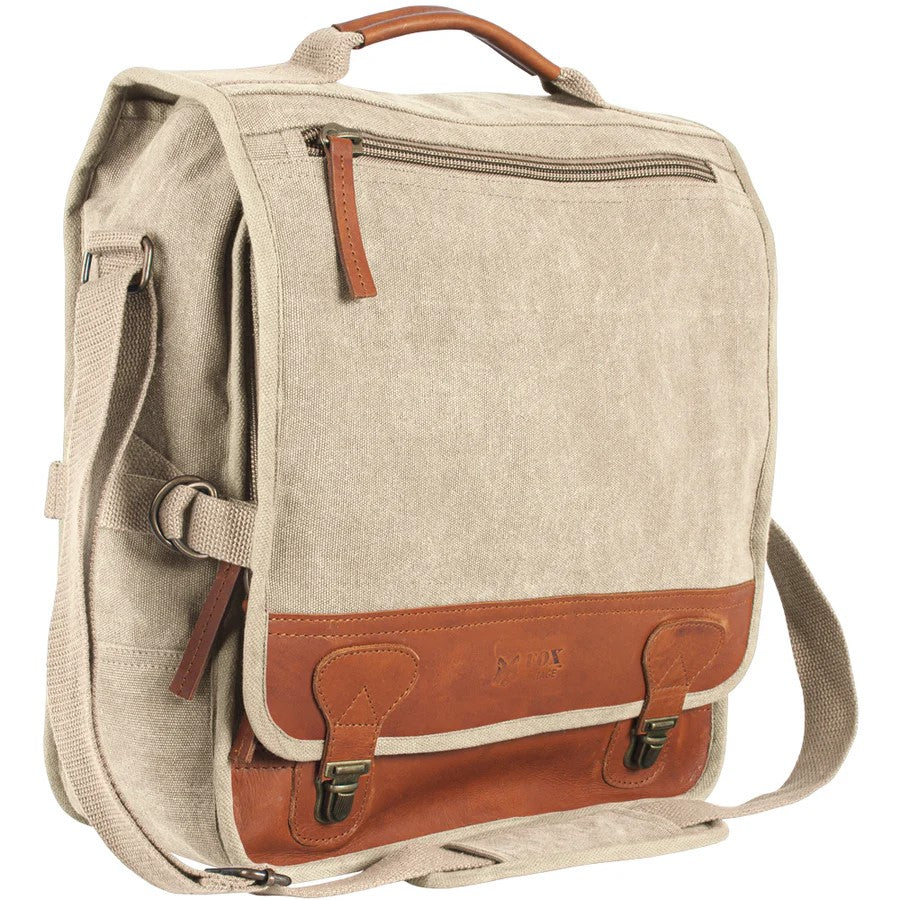 Heavy Duty Cotton Canvas 22 OZ, Classic Eurostyle Messenger Bag, Khaki