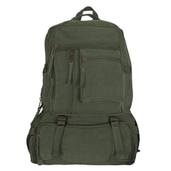 Cotton Canvas Backpack 22 OZ, Olive Drab, Multiple Pockets, Vintage Style