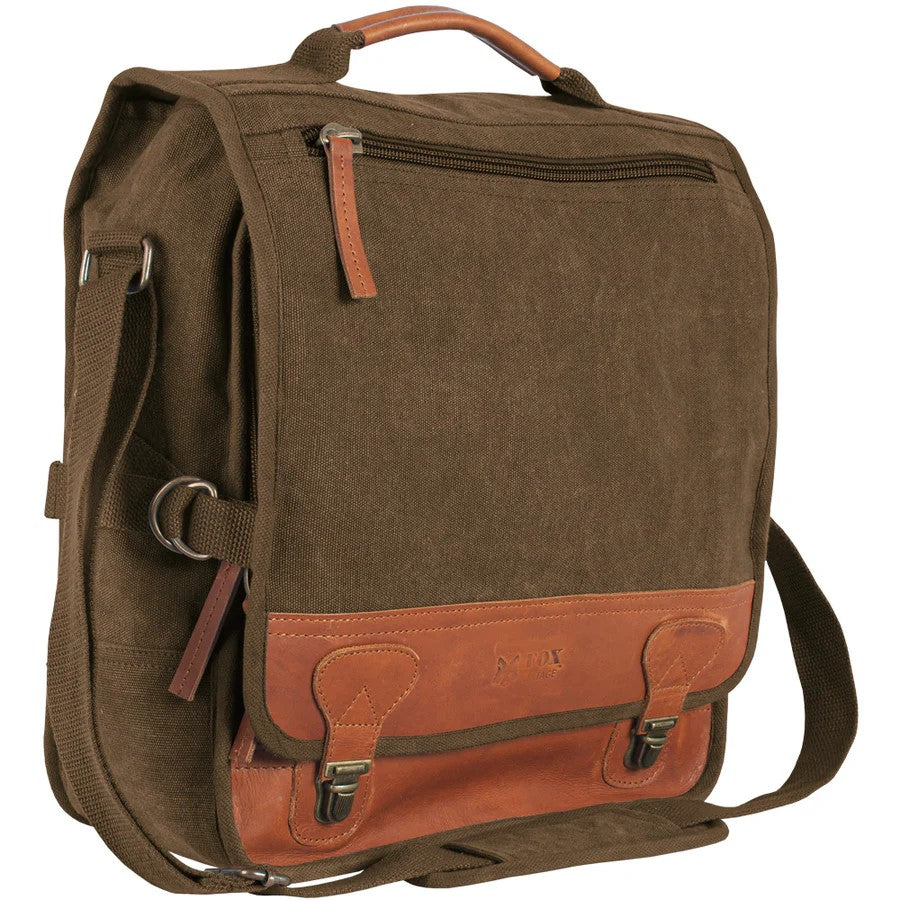 Heavy Duty Cotton Canvas 22 OZ, Classic Eurostyle Messenger Bag, Vintage Brown