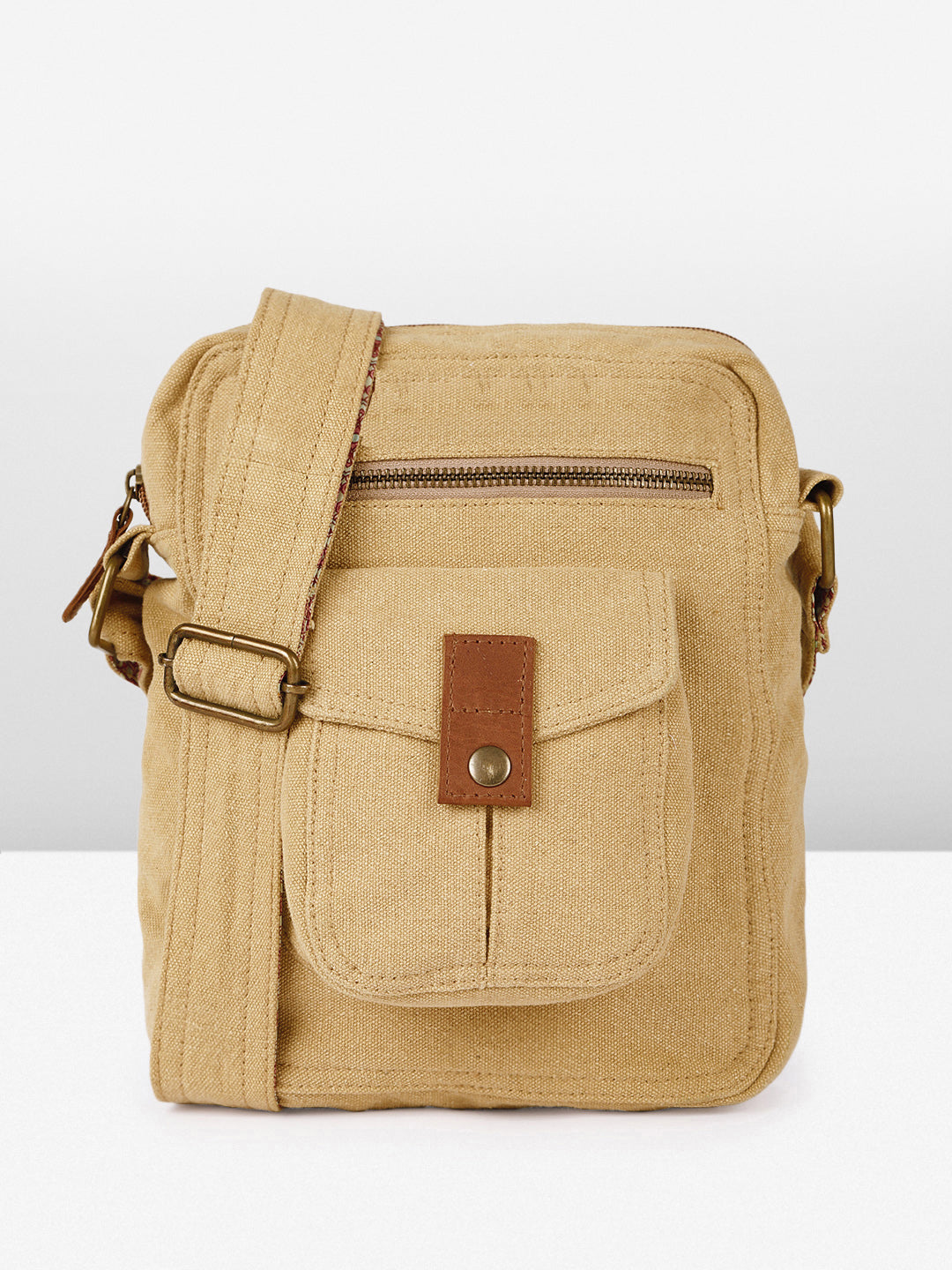RIMROCK Roadster Canvas Messenger Bag, Khaki, Crossbody Strap with Polyurethane Trim