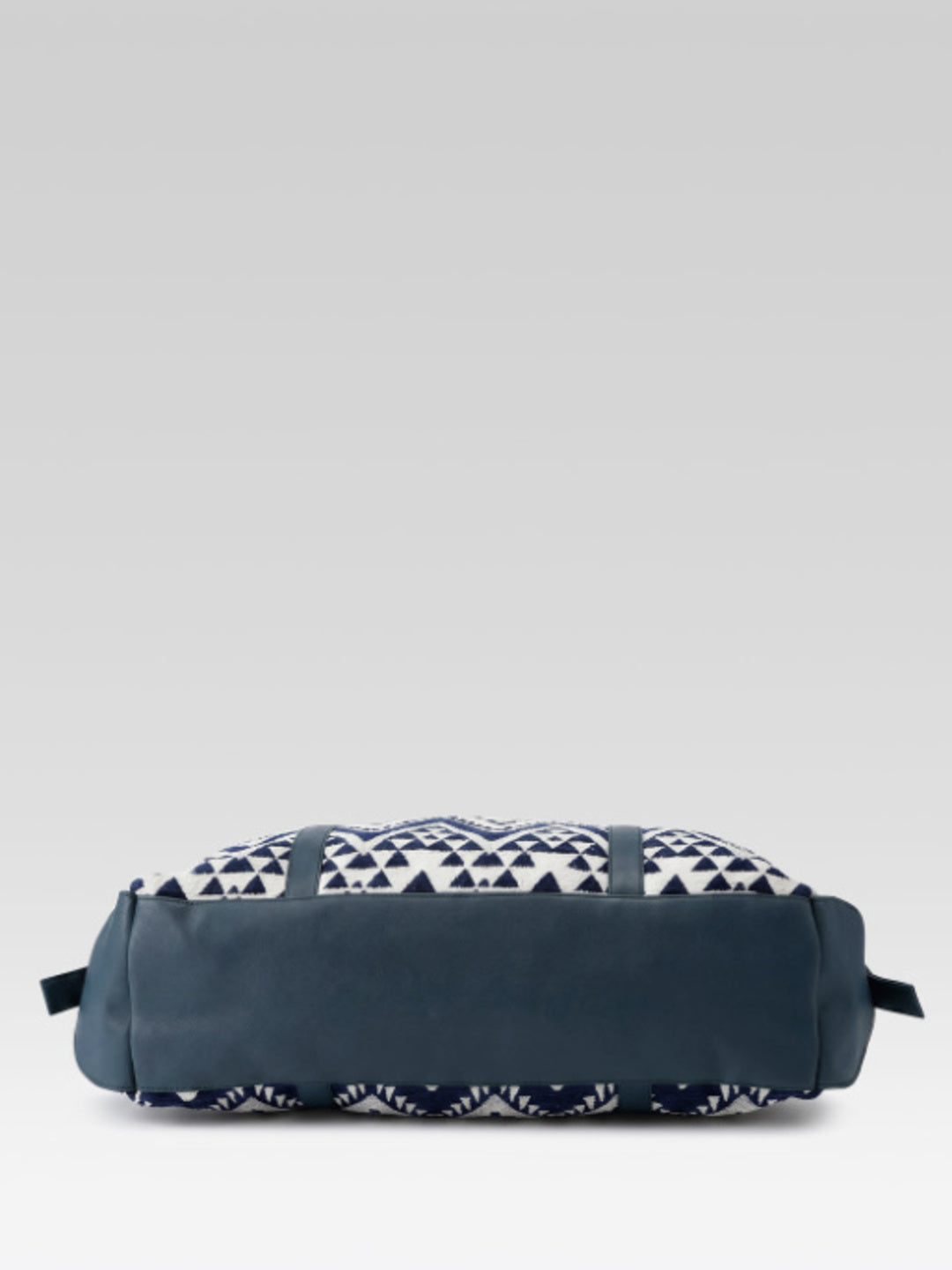 PRIMROSE Aztec Chevron Print Tote Bag, Navy Blue and White, Woven Fabric, Spacious Shoulder Bag