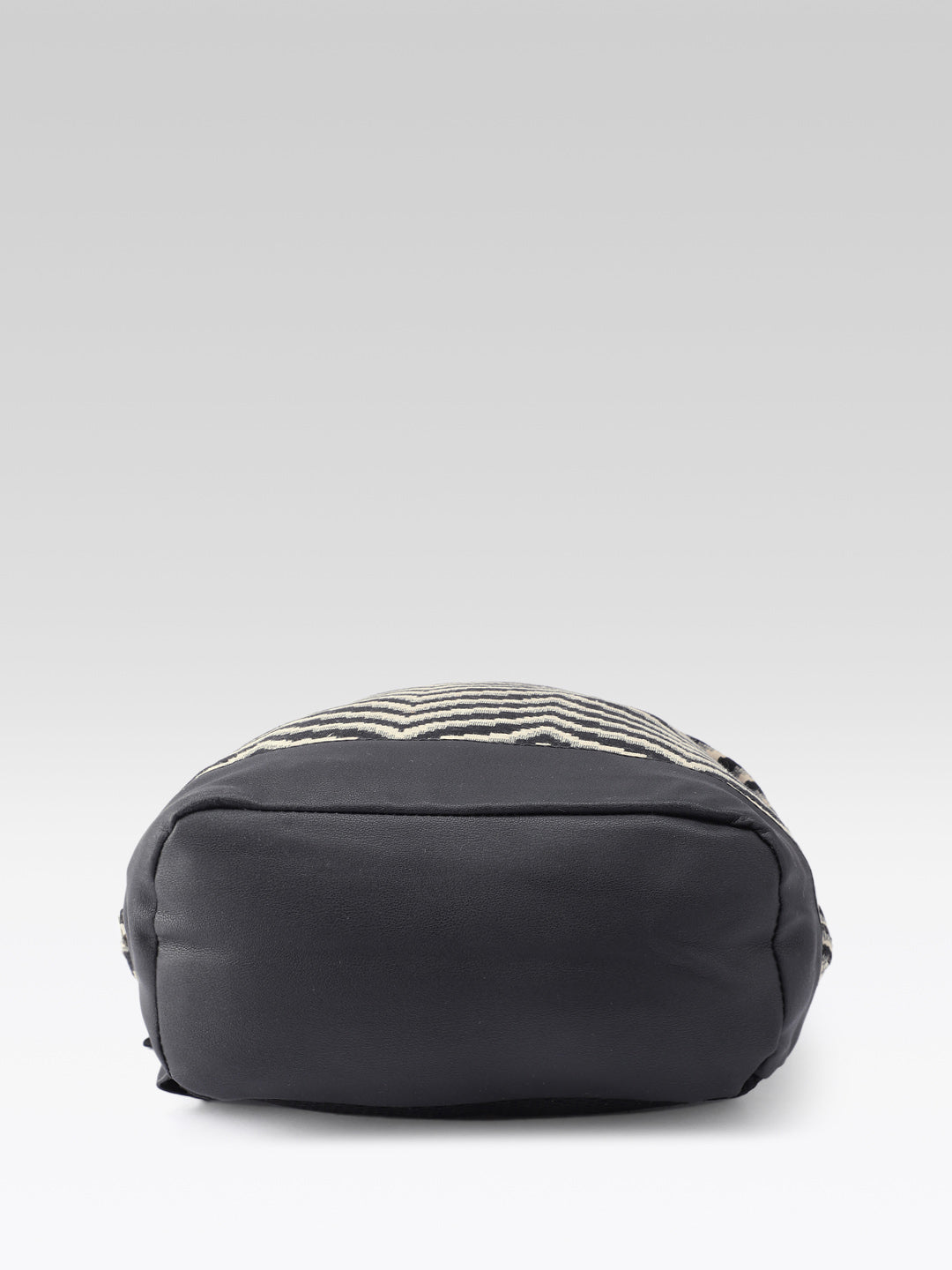 PRIMROSE Backpack with Chevron Pattern, Black and Beige