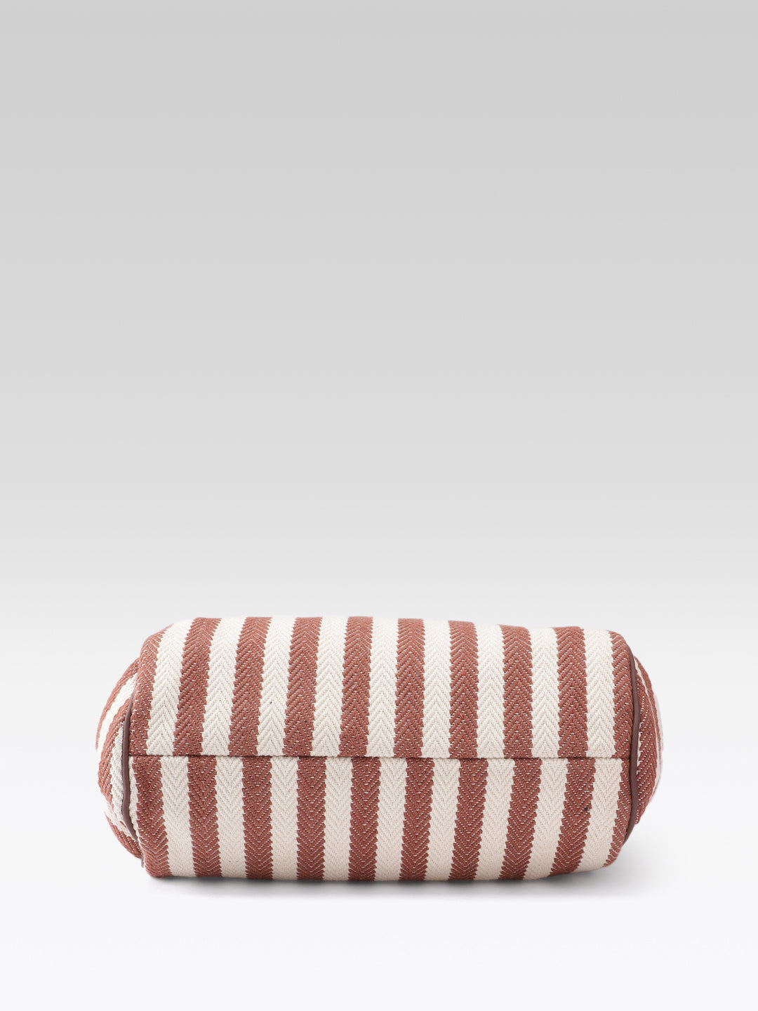 PRIMROSE Striped Tote Bag, Brown and Cream Vertical Stripes, Tassel Charm Detail