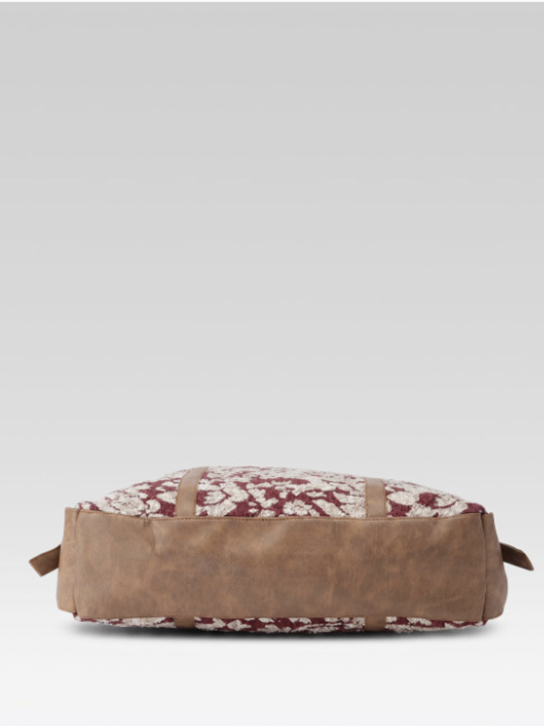 PRIMROSE Floral Tote Bag, Burgundy and Cream, Zip Closure, Spacious Shoulder Bag