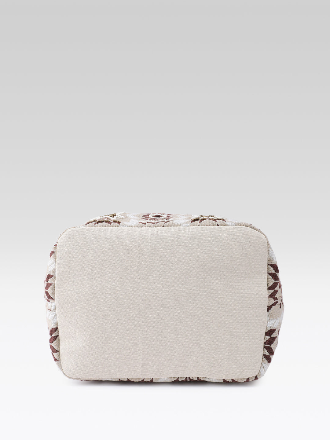 PRIMROSE Embroidered Tote Bag, Beige Brown White, Shoulder Bag with Decorative Straps