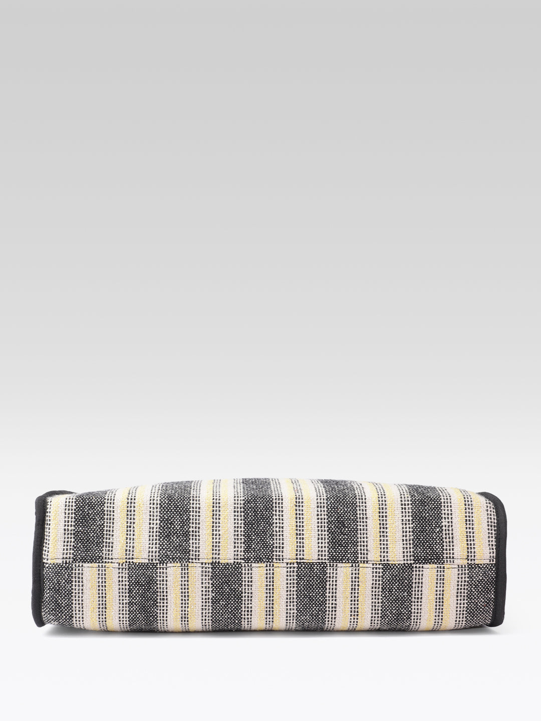PRIMROSE Striped Tote Bag, Black White Yellow, Woven Pattern