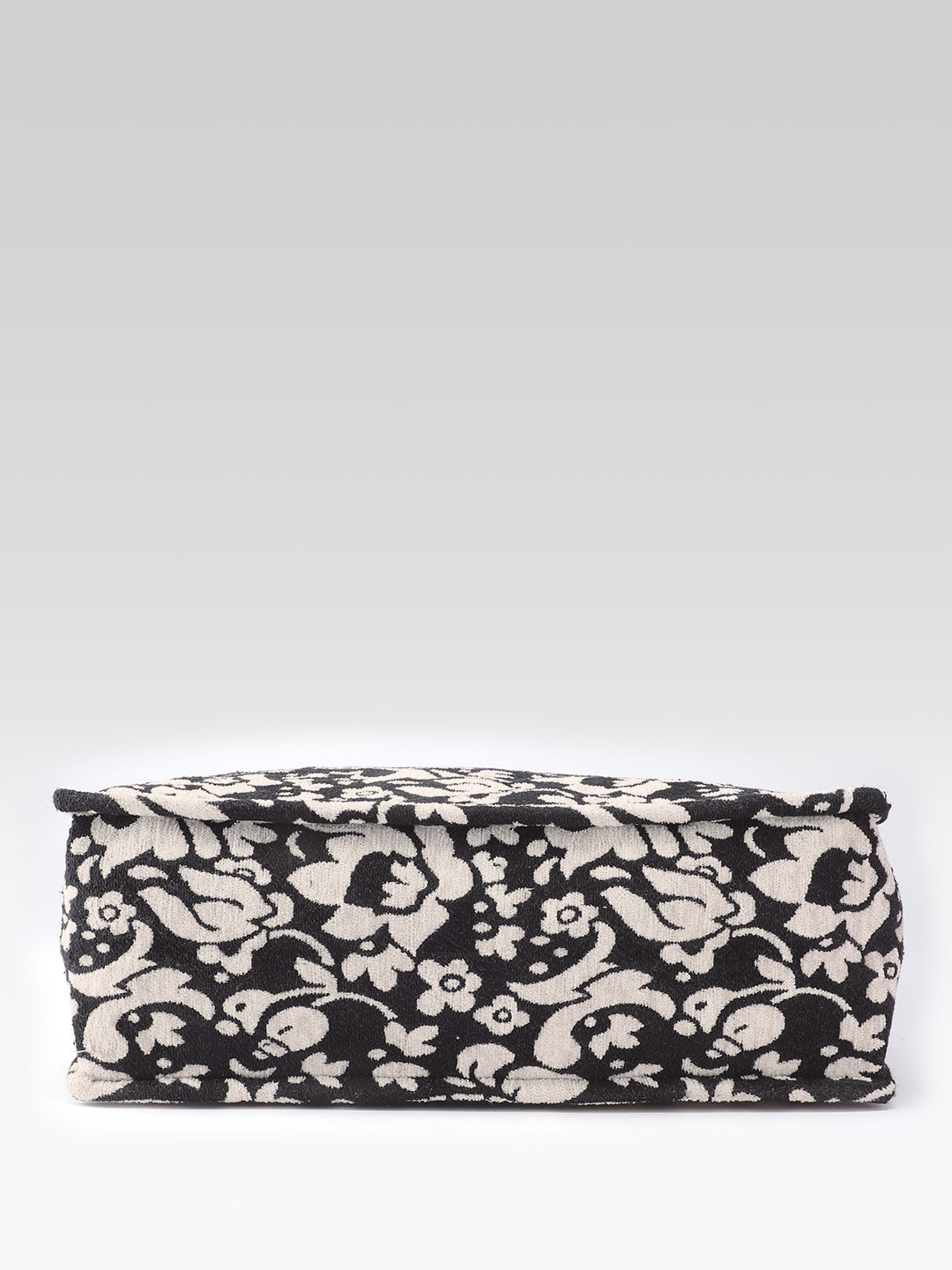 PRIMROSE Woven Tote Bag, Ethnic Print, Cotton Fabric (Black and Cream)
