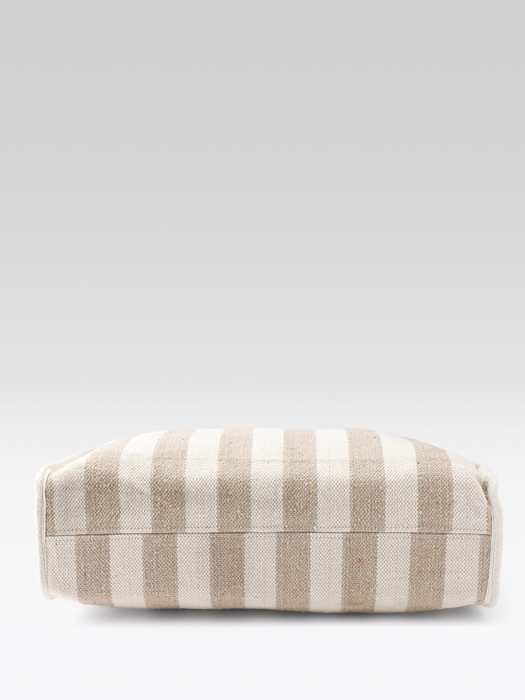 PRIMROSE Striped Tote Bag, Beige and White Vertical Stripes, Canvas Material, Shoulder Handbag with Handles