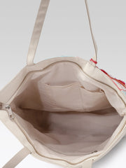 PRIMROSE Canvas Tote Bag with Gold Floral Embroidery (Multi)