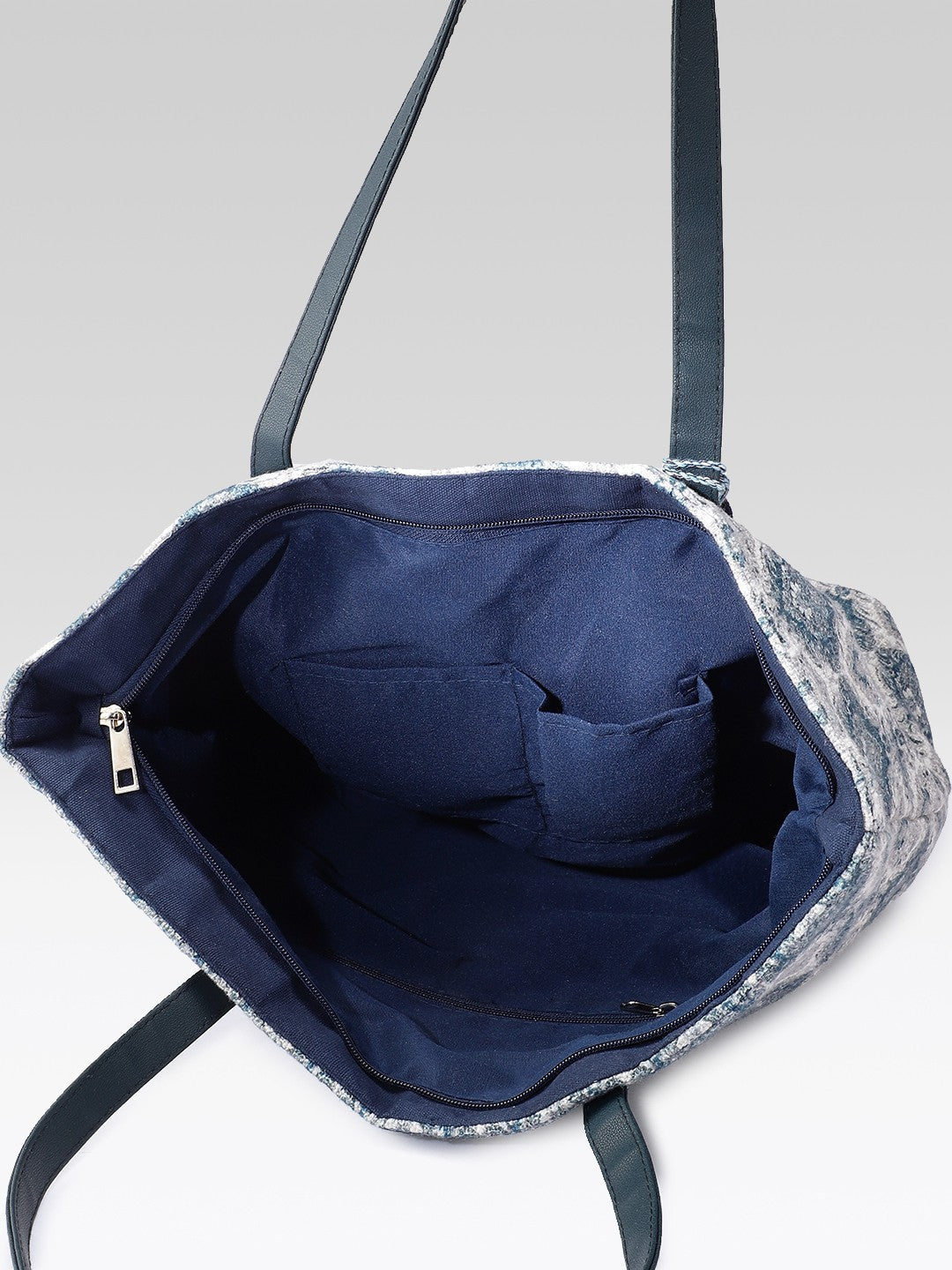 PRIMROSE Cotton Tote Bag with Blue and Beige Floral