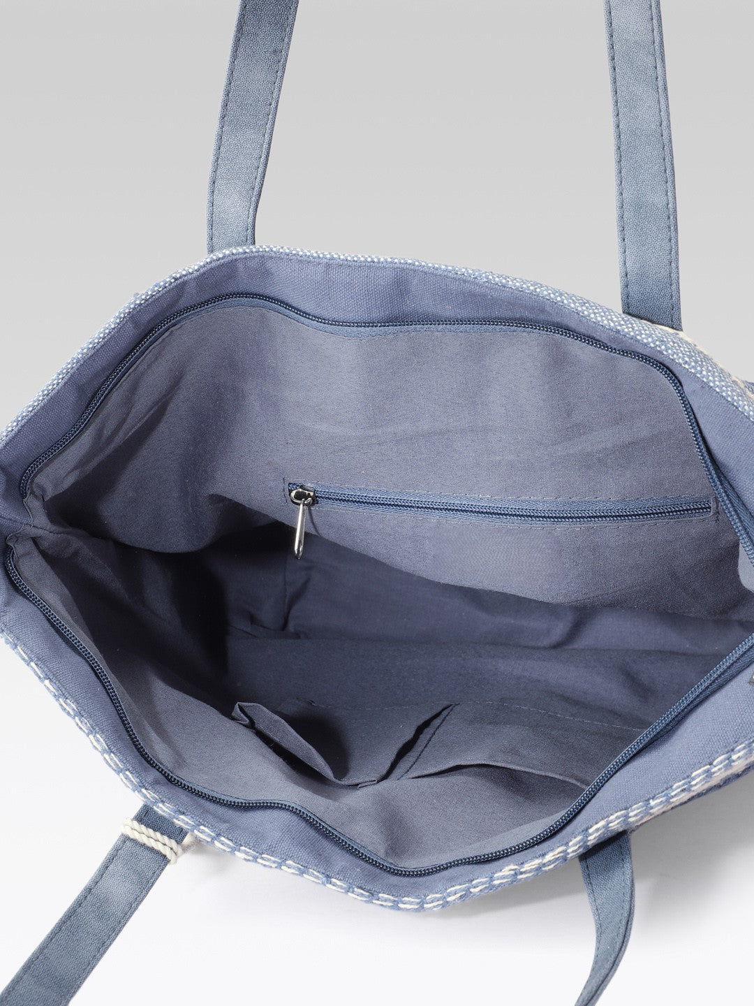 PRIMROSE Canvas Tote Bag with Light Blue Tassel