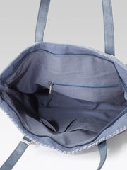 PRIMROSE Canvas Tote Bag with Light Blue Tassel