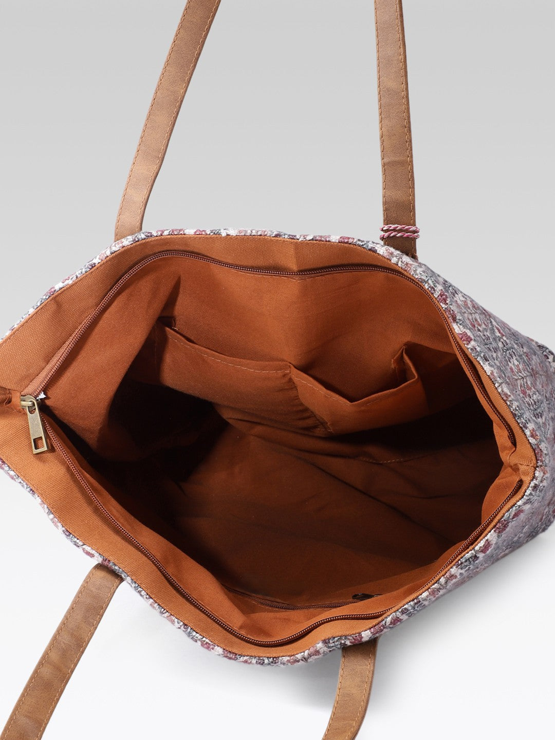PRIMROSE Canvas Tote Bag with Gold Floral Embroidery (Red)