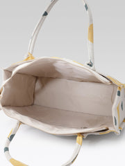PRIMROSE Tote Bag with Lemon Print, Yellow and Beige