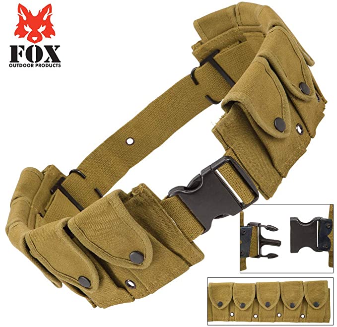 Heavy Duty Cotton Canvas 10-Pocket Cartridge Belt 22 OZ, Olive Drab