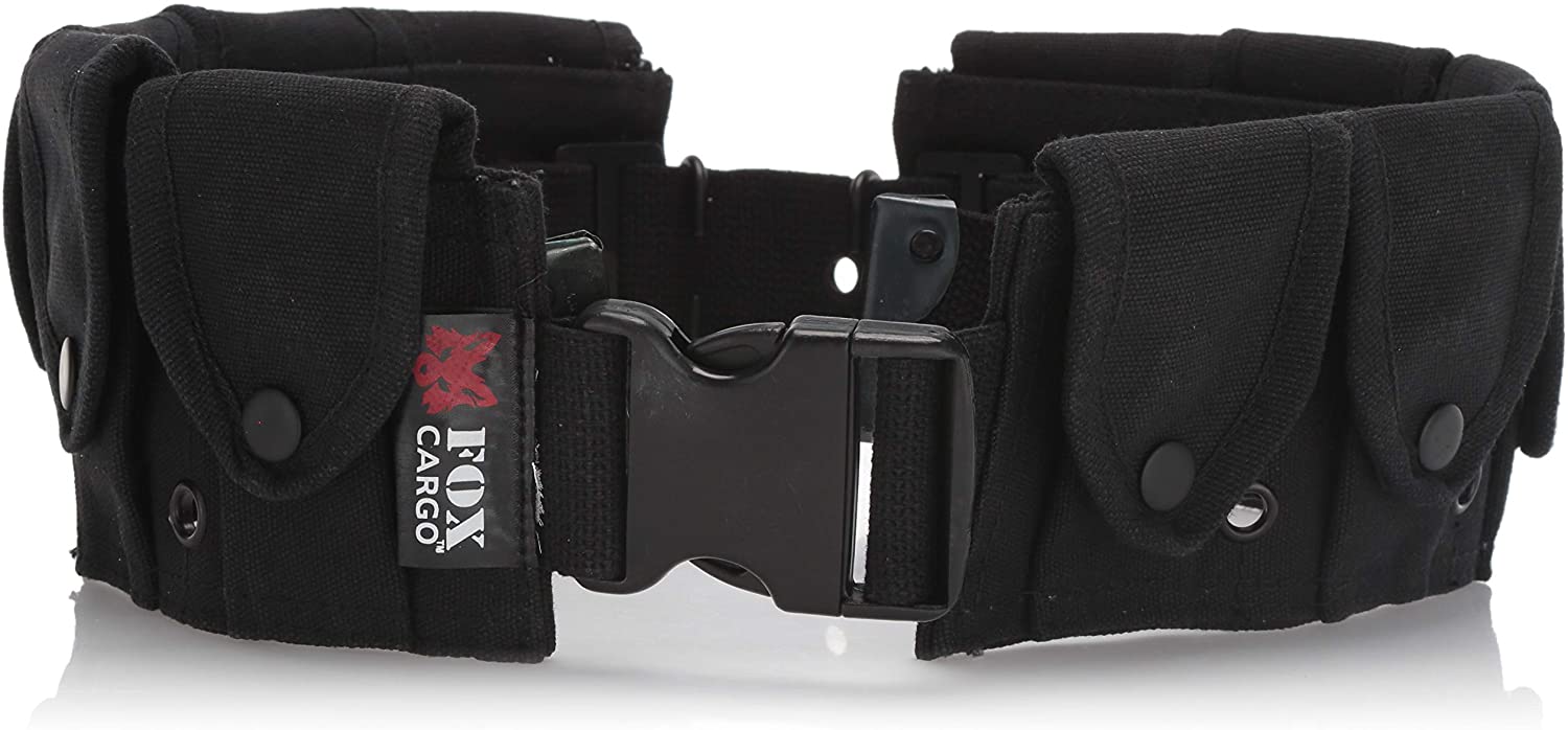 Heavy Duty Cotton Canvas 10-Pocket Cartridge Belt 22 OZ, Black