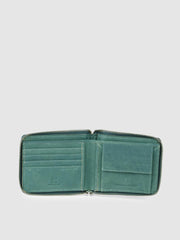 PRIMROSE Leather Zip Around Wallet, Compact Design, Sea Green