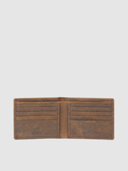 PRIMROSE Vintage Leather Long Wallet, Slim Bifold Design, Brown