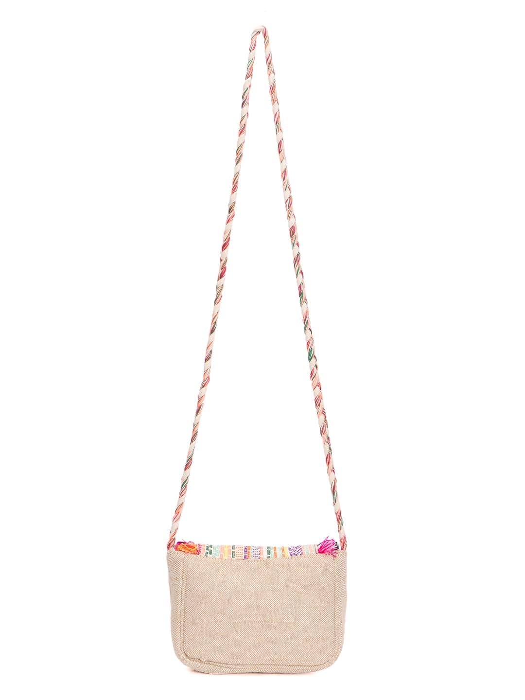 RIMROCK Bohemian Crossbody Bag, Multicolour Fringe Trim, Braided Strap, Woven Pattern