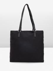 PRIMROSE Geometric Pattern Tote Bag with Matching Pouch, Black and White Print, Double Shoulder Straps