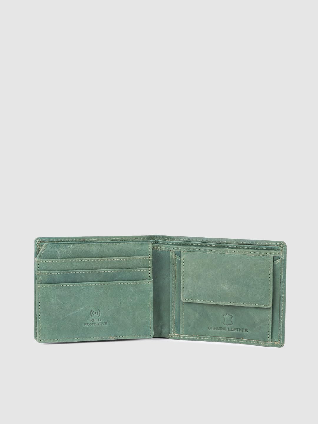 PRIMROSE Leather Slim Wallet, Minimalist Design, Sage Green