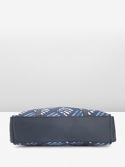 PRIMROSE Printed Tote Bag for Women Navy Blue with Geometric Pattern