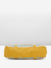 PRIMROSE Multicoloured Aztec Print Canvas Tote Bag with Yellow